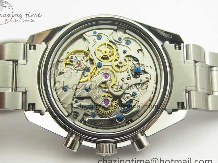 1227 Lightweight Speedmaster SS Snoopy OMF Best Edition White Dial on SS Bracelet Manual Winding Chrono Movement 7992